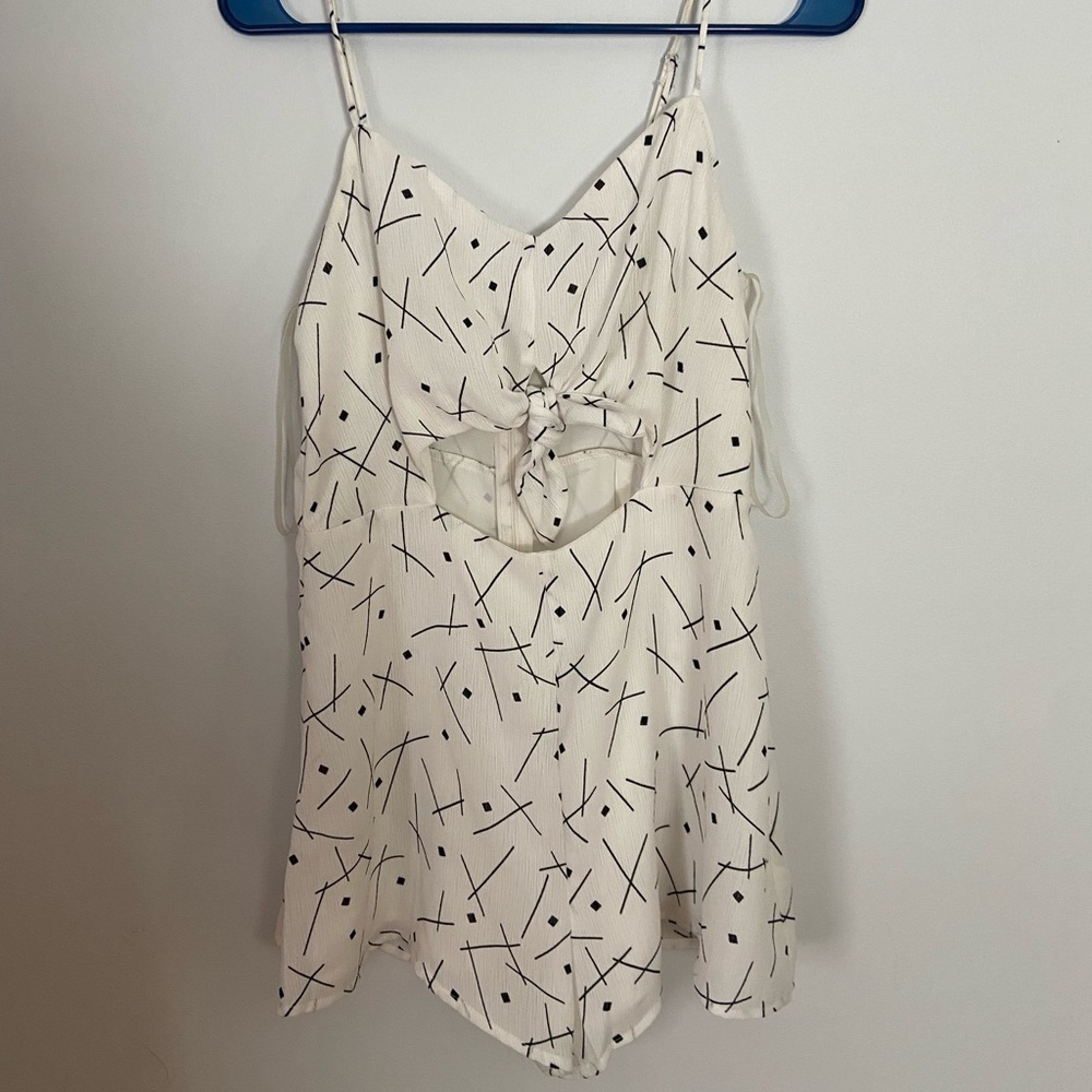 Lush White Geometric Romper
